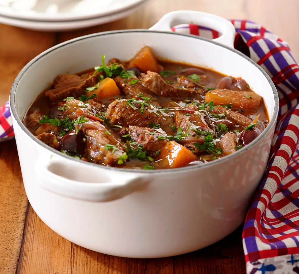 Quick italian beef stew with pesto